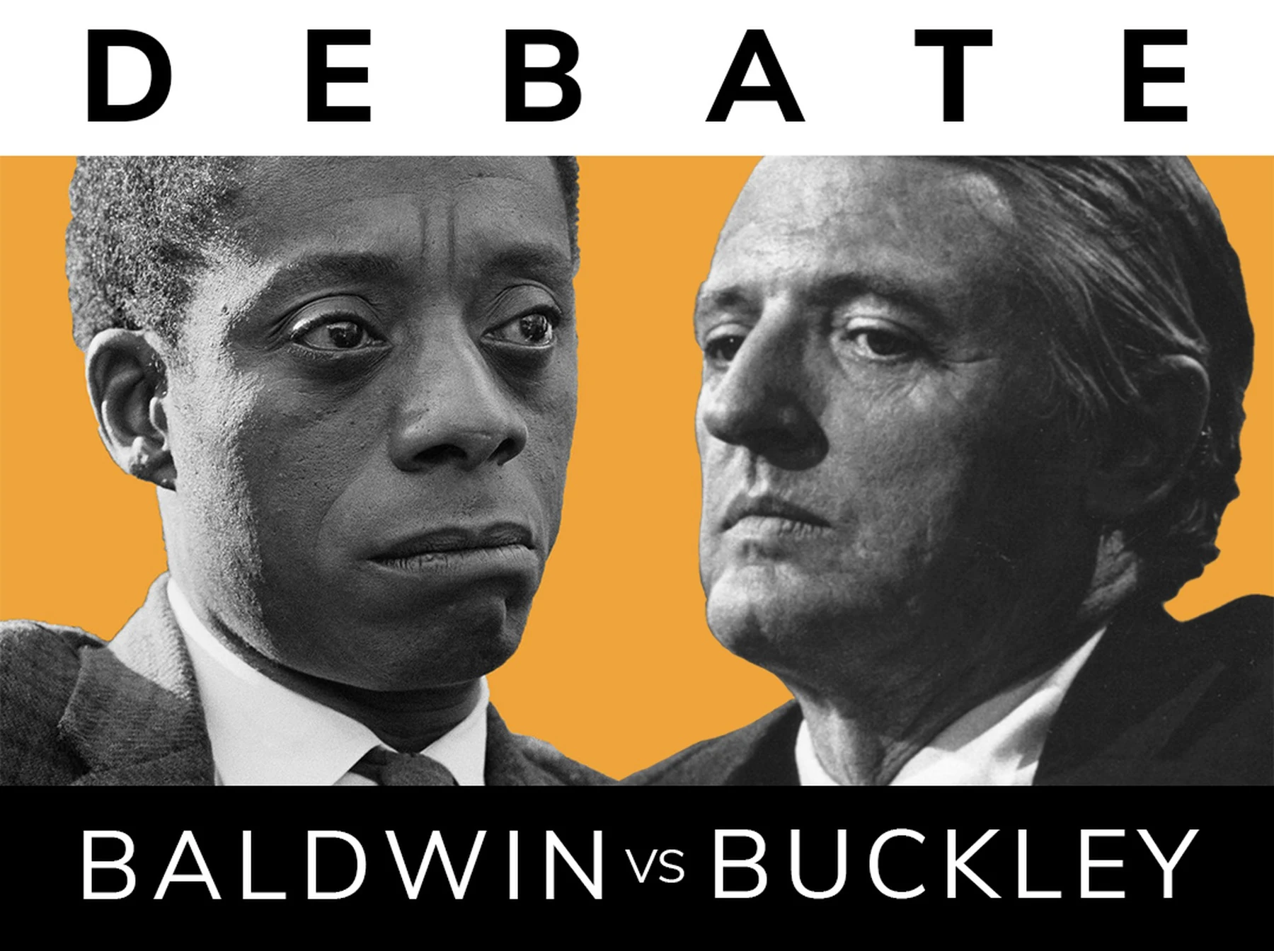 Debate: Baldwin vs. Buckley key art featuring James Baldwin and William F. Buckley Jr.